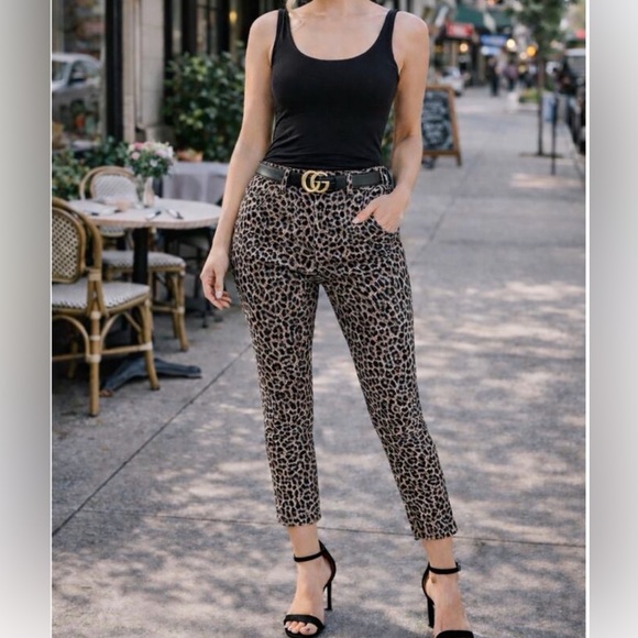 CAbi jungle grey and black leopard print blazer & pants set size 4 - Picture 9 of 12